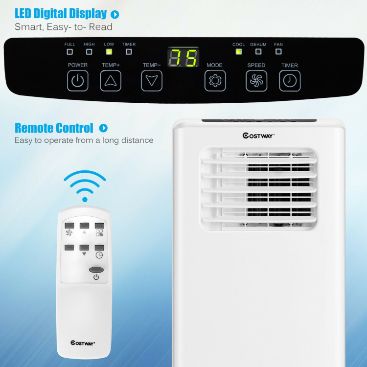 10000 BTU Portable Air Conditioner with Dehumidifier and Fan Modes-WhiteCostway Gallery View 12 of 20