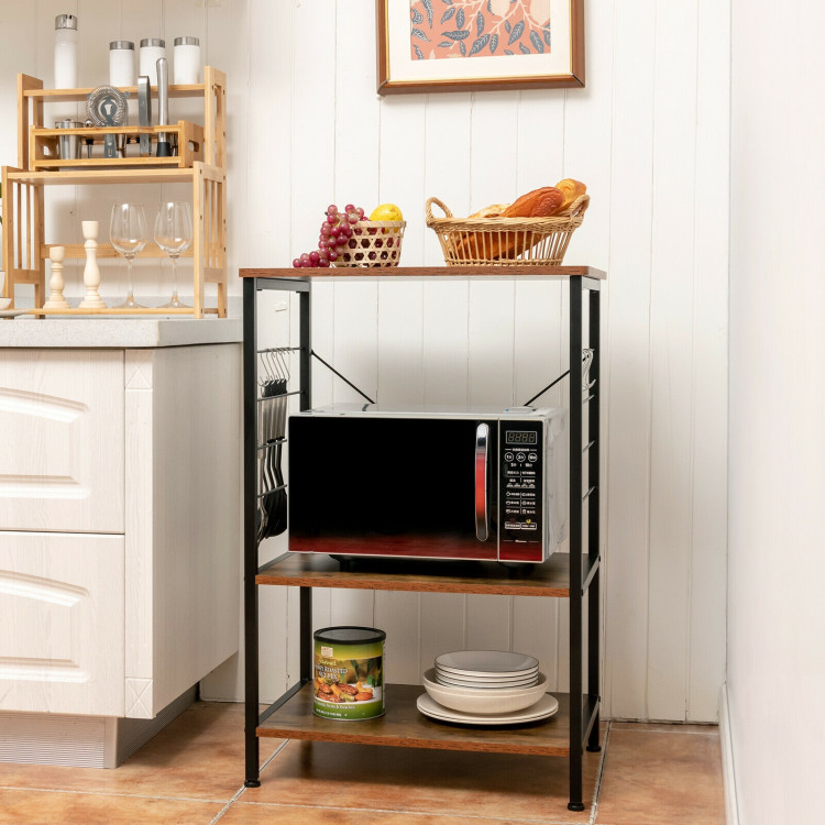 3-Tier Kitchen Baker's Rack Microwave Oven Stand Storage Shelf with10 Hook-CoffeeCostway Gallery View 6 of 12