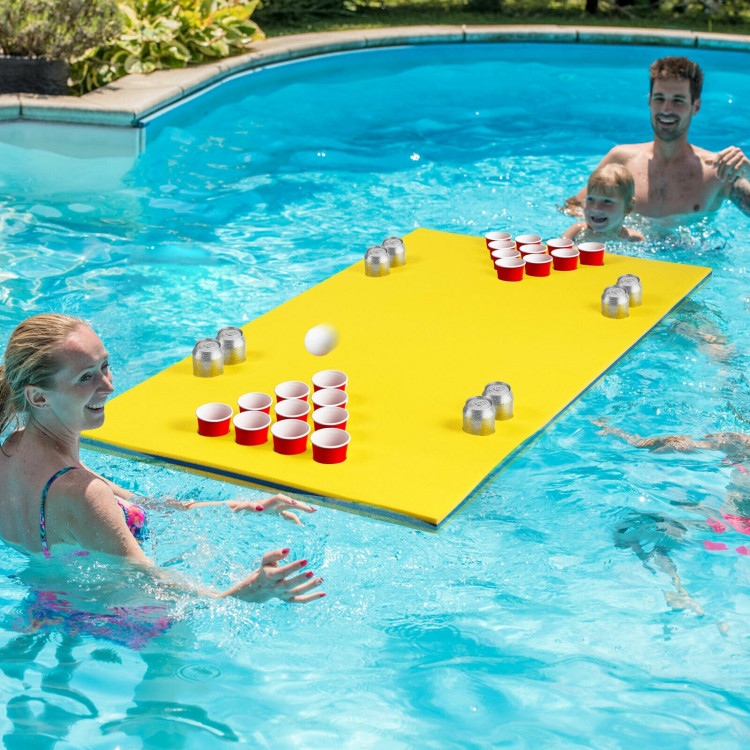 5.5 Feet x 35.5 inch 3-Layer Multi-Purpose Floating Beer Pong Table-YellowCostway Gallery View 2 of 10
