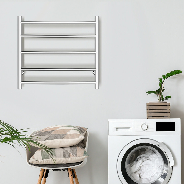 Electric Heated Towel Warmer Wall Mount Drying Rack 304 Stainless SteelCostway Gallery View 1 of 12