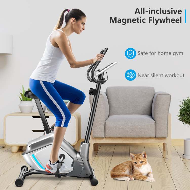 Magnetic Stationary Upright Exercise Bike with LCD Monitor and Pulse SensorCostway Gallery View 2 of 12
