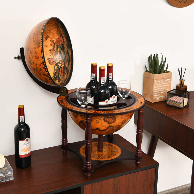  23 Inch Globe Wine Bar Stand for Dining Room and Living Room-CoffeeCostway Gallery View 2 of 12