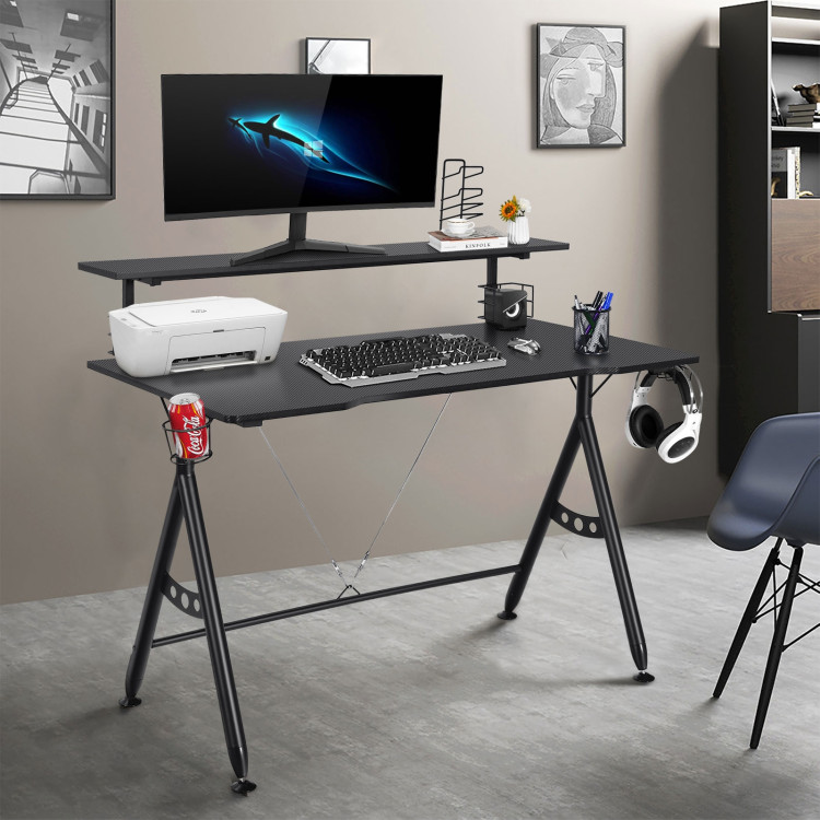 Costway 48'' K-shaped Gaming Desk Computer Table With Cup Holder