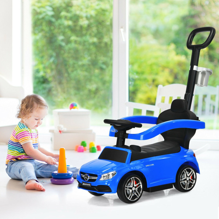 3-in-1 Mercedes Benz Ride-on Toddler Sliding Car-BlueCostway Gallery View 8 of 13