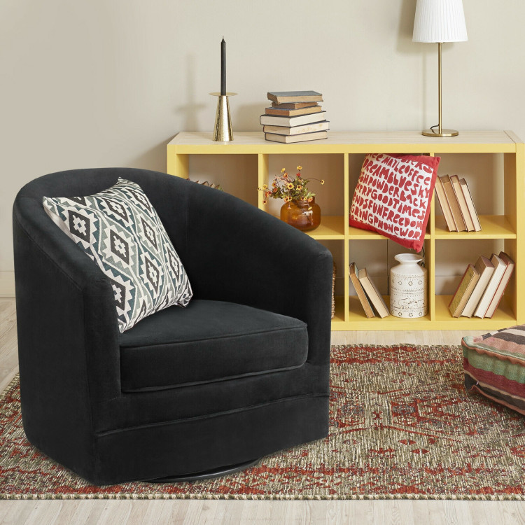 Assembly Accent Chair with 360-Degree Swivel Metal Base for Living RoomCostway Gallery View 8 of 10