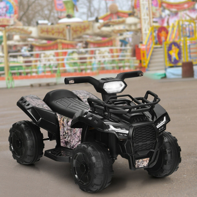 6V Kids ATV Quad Electric Ride On Car with LED Light and MP3-BlackCostway Gallery View 6 of 12