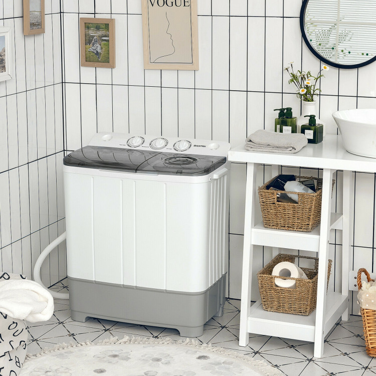 2-in-1 Portable 22lbs Capacity Washing Machine with Timer Control-GrayCostway Gallery View 2 of 12
