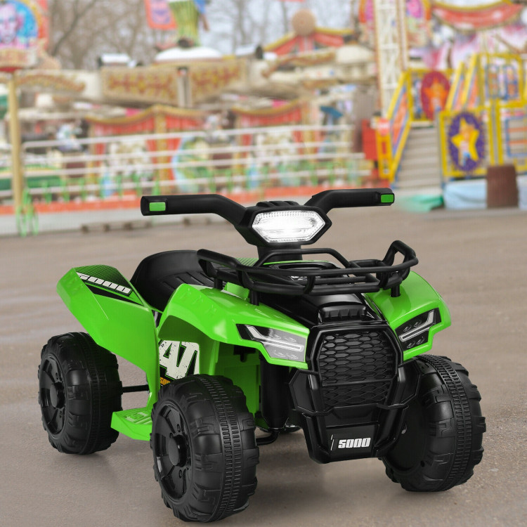 6V Kids ATV Quad Electric Ride On Car with LED Light and MP3-GreenCostway Gallery View 2 of 11