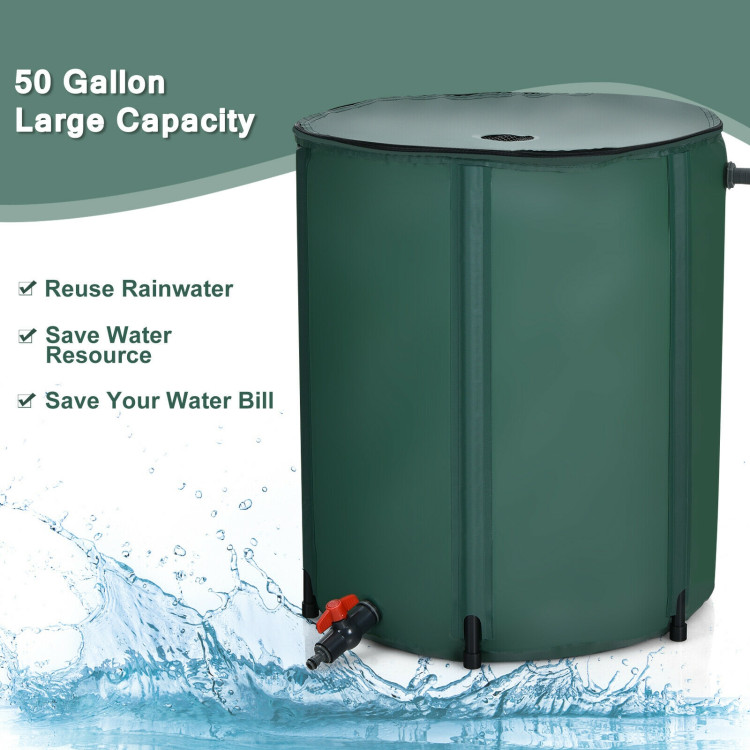 53 Gallon Portable Collapsible Rain Barrel Water CollectorCostway Gallery View 3 of 10