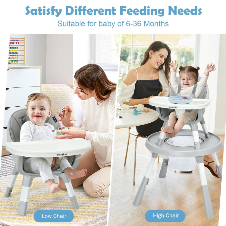 6-in-1 Baby High Chair Infant Activity Center with Height Adjustment-GrayCostway Gallery View 10 of 13