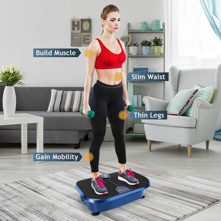 Mini Vibration Fitness Plate Machine with Remote Control and Loop Bands-BlueCostway Gallery View 11 of 12