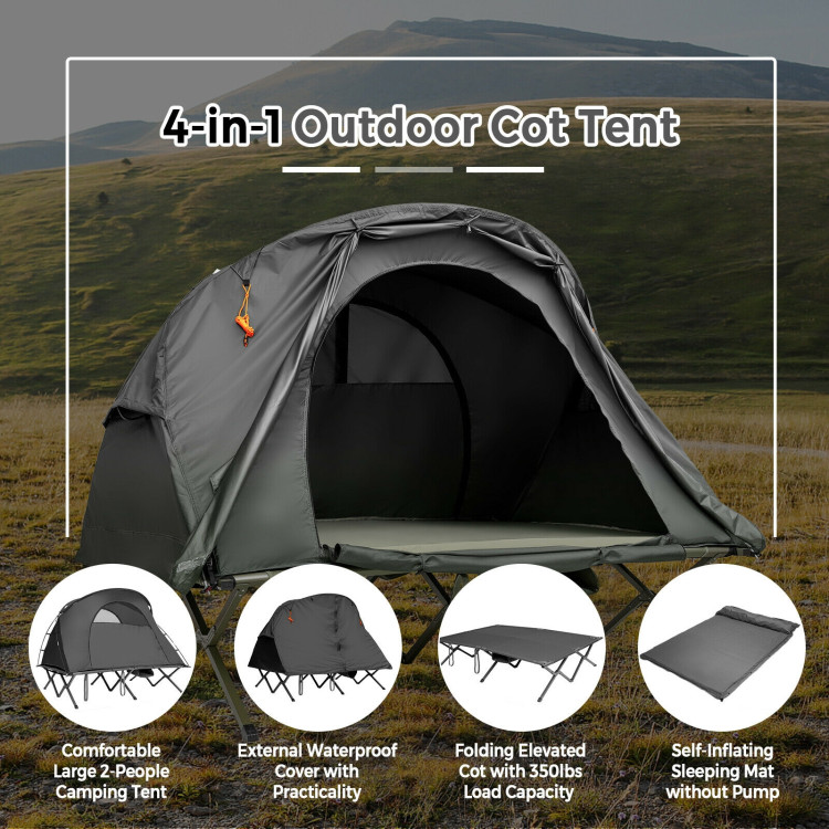 2-Person Outdoor Camping Tent with External Cover-GrayCostway Gallery View 7 of 10