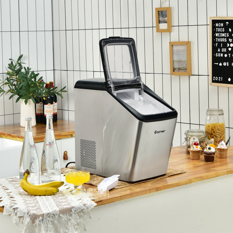 60LBS/24H Countertop Nugget Ice Maker Portable Pebble Ice Machine