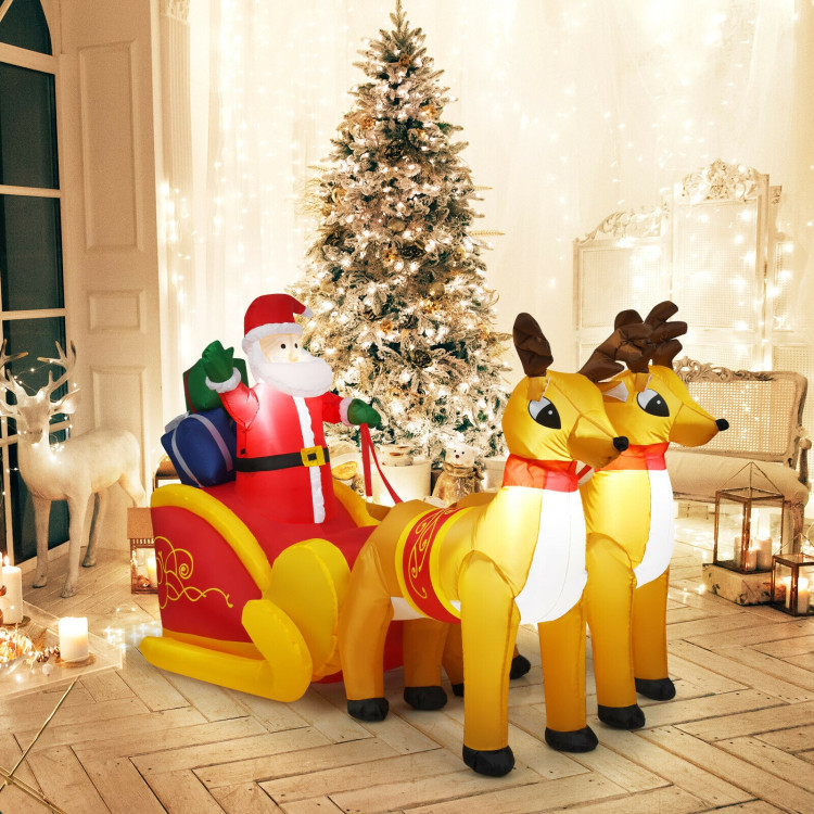 7.5 Feet Waterproof Outdoor Inflatable Santa with Double Deer and SledCostway Gallery View 9 of 12