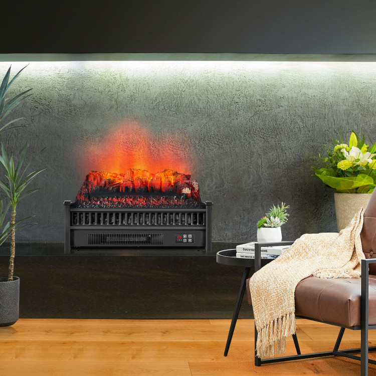 1400W Electric Fireplace Log Heater with Adjustable Flame Brightness-BlackCostway Gallery View 6 of 11