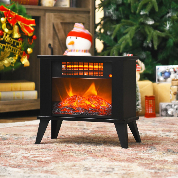 14 Inch Portable Electric Fireplace Heater with Realistic Flame Effect-BlackCostway Gallery View 6 of 12