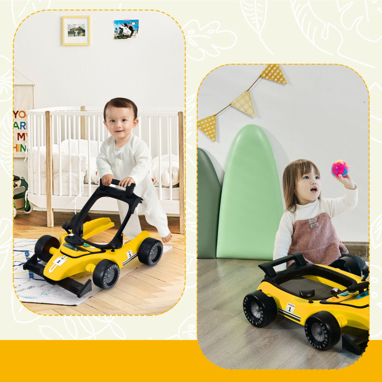 4-in-1 Foldable Activity Push Walker with Adjustable Height-YellowCostway Gallery View 7 of 12