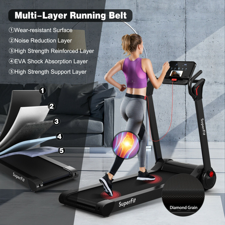 2.25 HP Electric Motorized Folding Running Treadmill Machine with LED Display-BlackCostway Gallery View 7 of 10