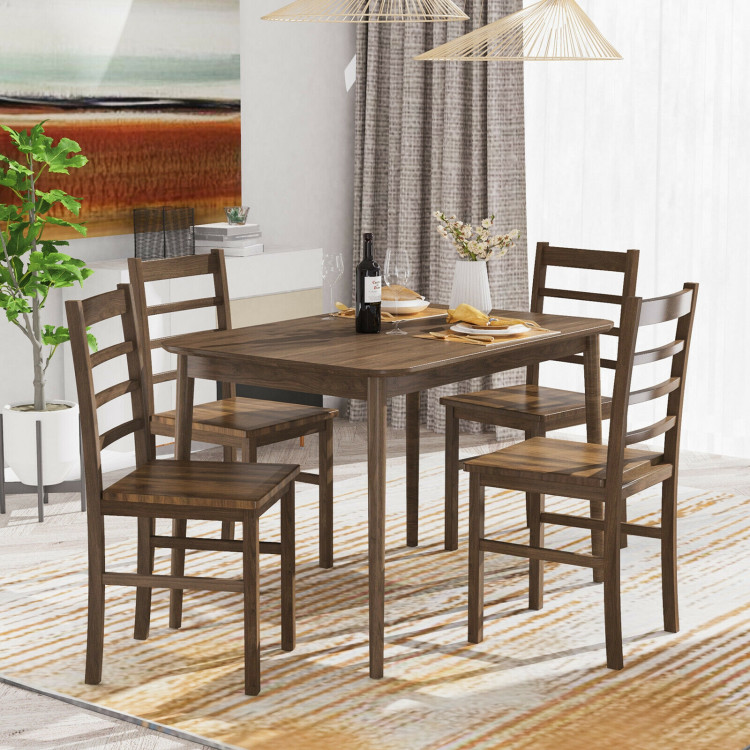 Set of 4 Modern Kitchen Dining Chairs with Solid Rubber Wood StructureCostway Gallery View 2 of 9