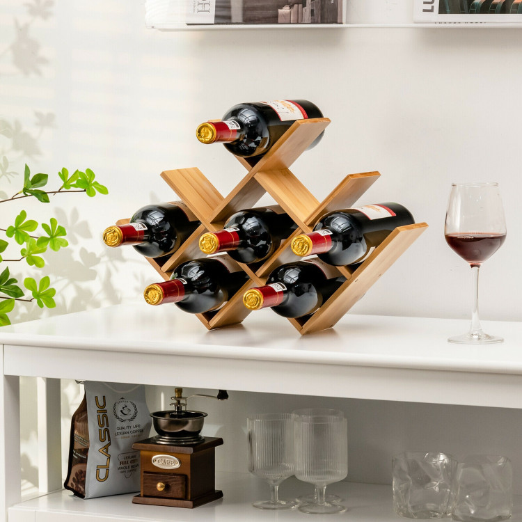 8-Bottle Freestanding Bamboo Wine Rack with Solid Structure-NaturalCostway Gallery View 2 of 10