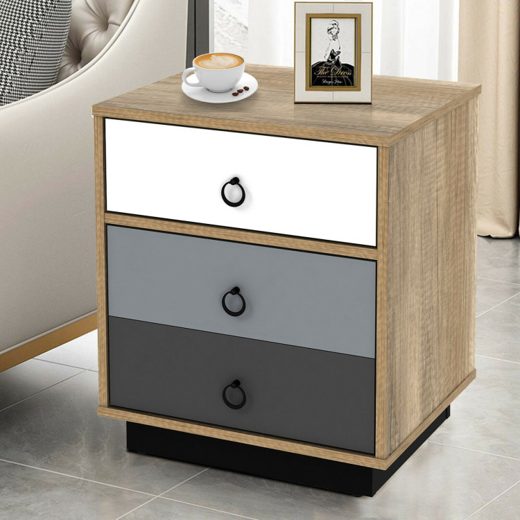 Nightstand with Drawer and Storage Cabinet Wooden Sofa Side Table End TableCostway Gallery View 6 of 9