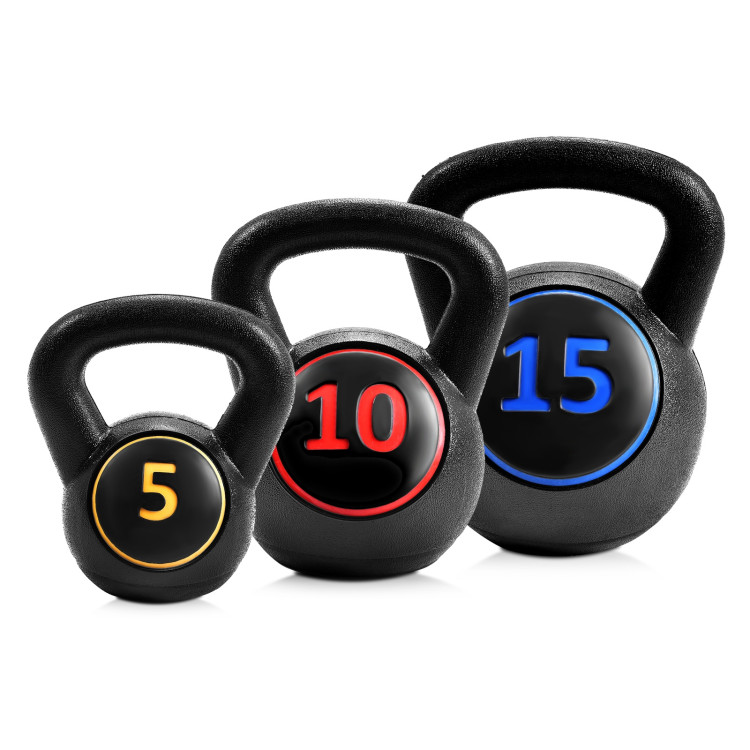 3 Pieces 5 10 15lbs Kettlebell Weight SetCostway Gallery View 8 of 11