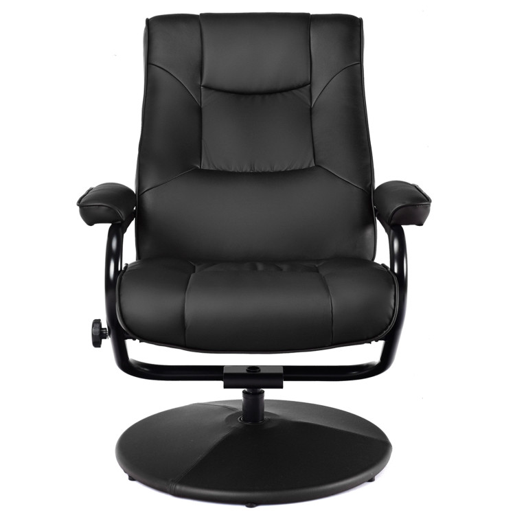Swivel Lounge Chair Recliner with Ottoman-BlackCostway Gallery View 9 of 10