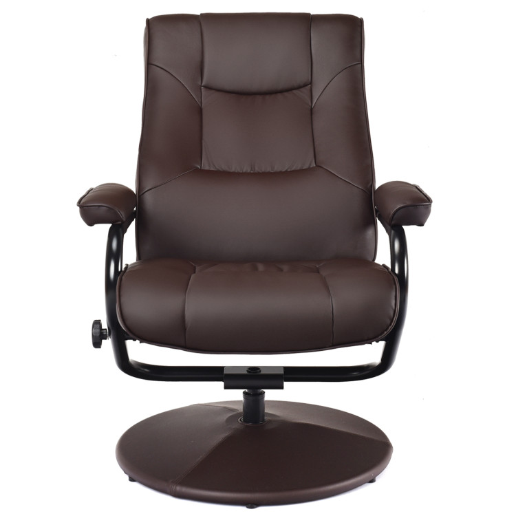 Swivel Lounge Chair Recliner with Ottoman-BrownCostway Gallery View 9 of 10