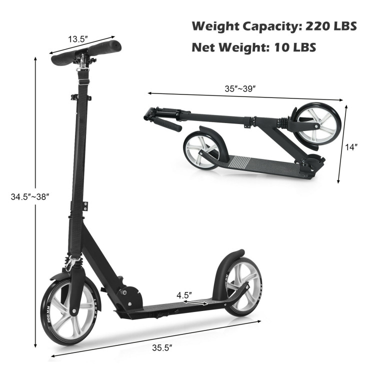 Lightweight Folding Kick Scooter with Strap and 8 Inches Wheel-BlackCostway Gallery View 4 of 11