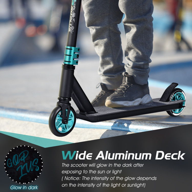 Freestyle Tricks High-End Pro Stunt Scooter with Luminous Aluminum Deck-GreenCostway Gallery View 9 of 10