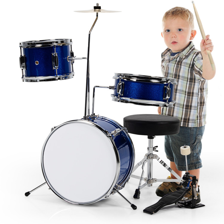5 Pieces Junior Drum Set with 5 Drums-BlueCostway Gallery View 8 of 10