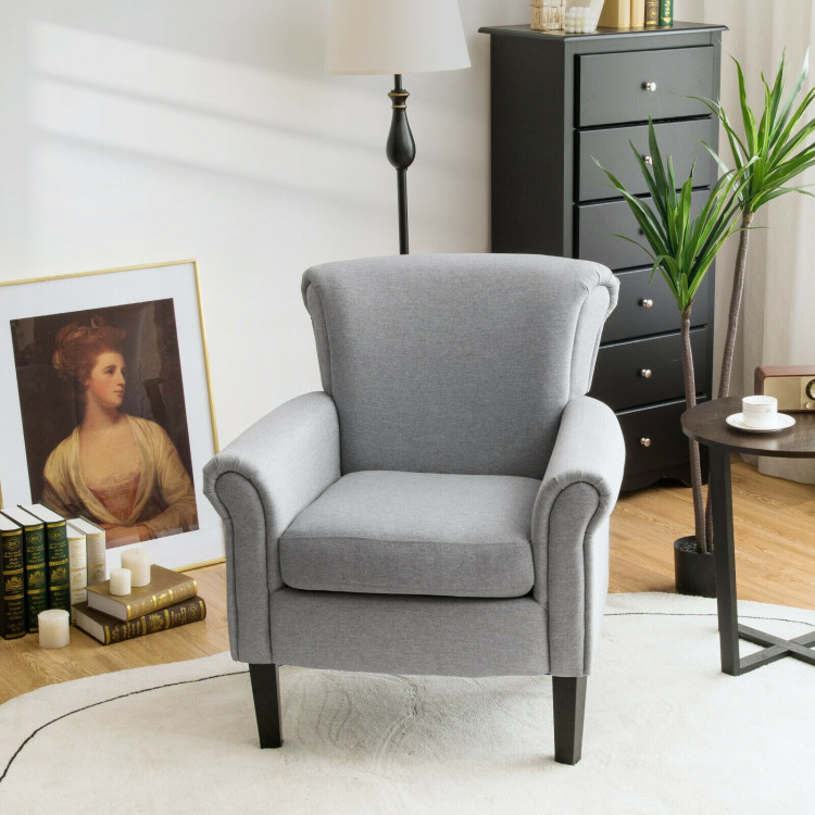 Upholstered Fabric Accent Chair with Adjustable Foot Pads-Light GrayCostway Gallery View 2 of 9