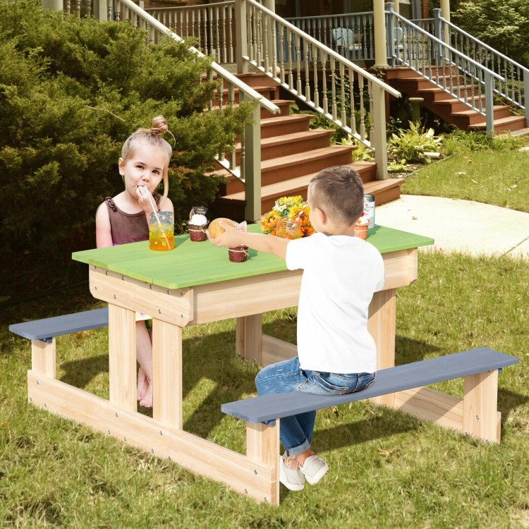 3-in-1 Outdoor Wooden Kids Water Sand Table with Play BoxesCostway Gallery View 2 of 10