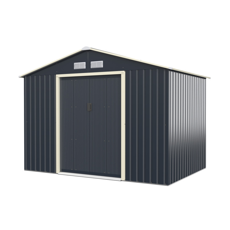 9 x 6 Feet Metal Storage Shed for Garden and Tools-GrayCostway Gallery View 4 of 13