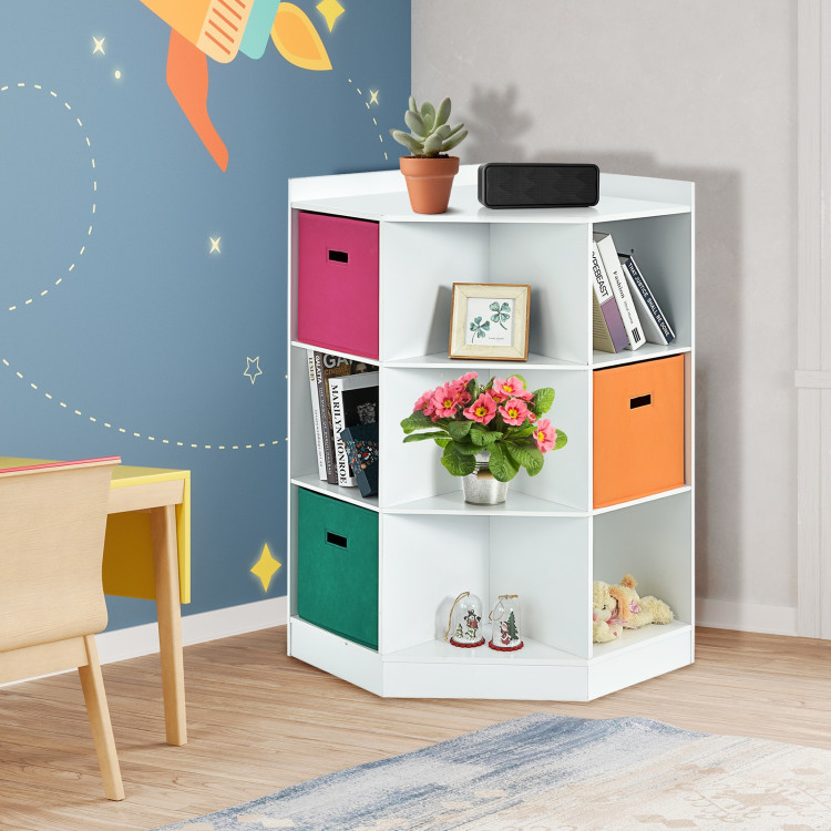3-Tier Kids Storage Shelf Corner Cabinet with 3 BasketsCostway Gallery View 2 of 10