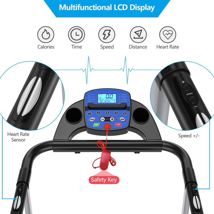 Electric Foldable Treadmill with LCD Display and Heart Rate SensorCostway Gallery View 8 of 10