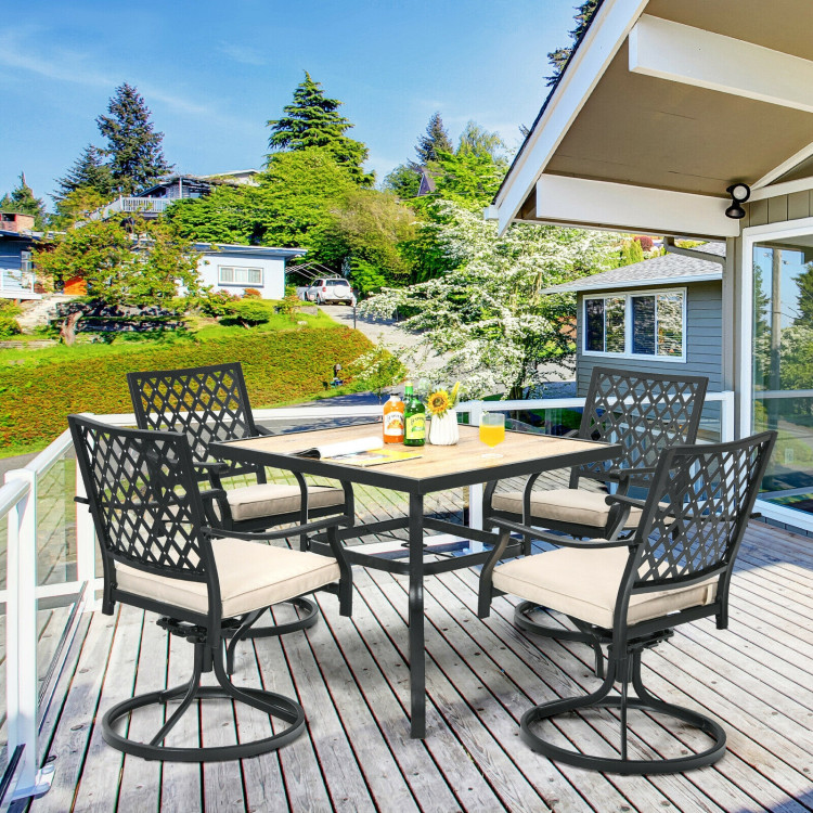 Patio Metal Square Dining Table for Garden and PoolsideCostway Gallery View 2 of 8