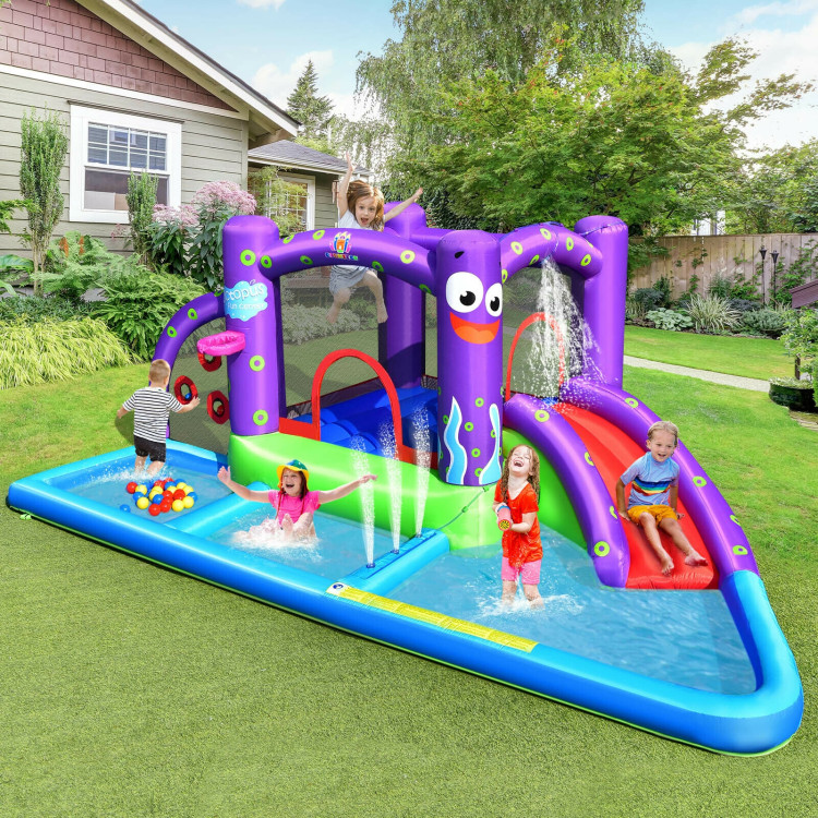 Inflatable Water Slide Park with Splash Pool and 750W BlowerCostway Gallery View 1 of 10