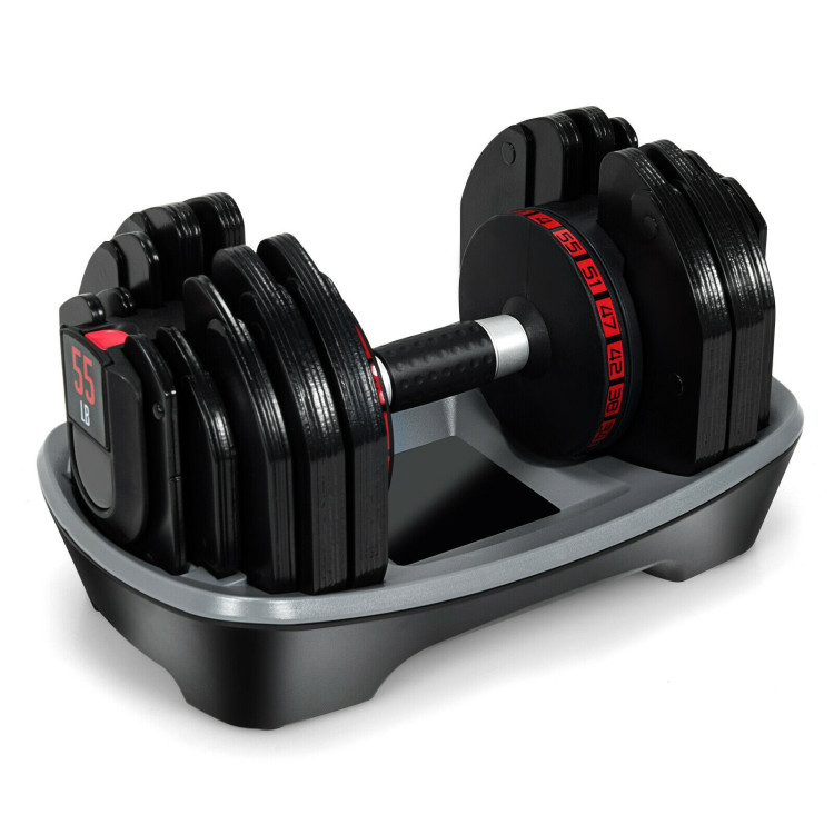 55 Lbs Adjustable Dumbbell with 18 Weights Storage Tray for Gym Home OfficeCostway Gallery View 1 of 11