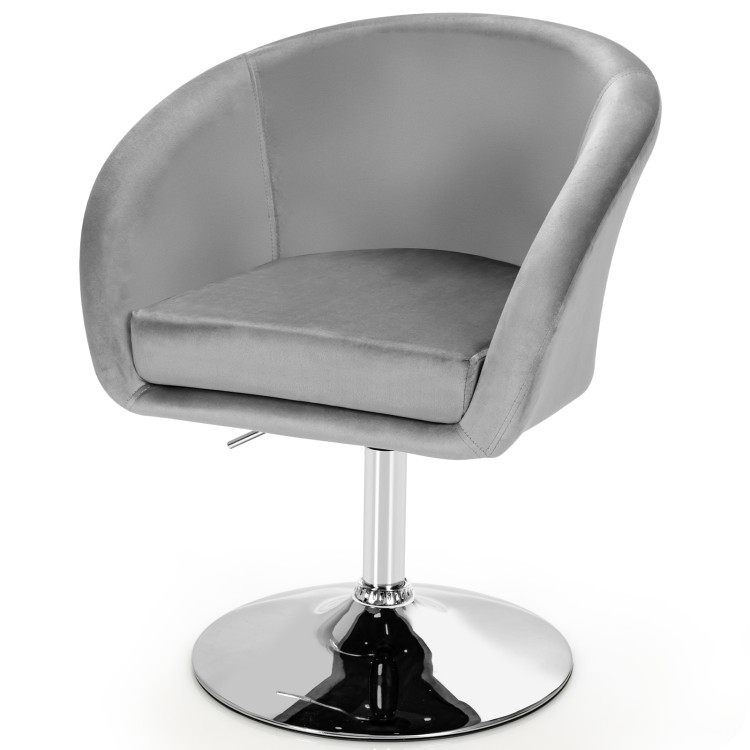 360 Degree Swivel Makeup Stool Accent Chair with Round Back and Metal Base -GrayCostway Gallery View 3 of 10