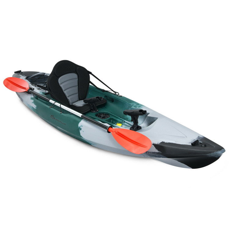 Sit-on-Top Fishing Kayak Boat With Fishing Rod Holders and Paddle - Costway