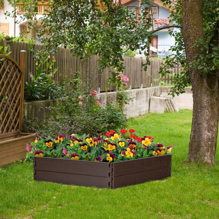Raised Garden Bed Set for Vegetable and Flower-BrownCostway Gallery View 6 of 9