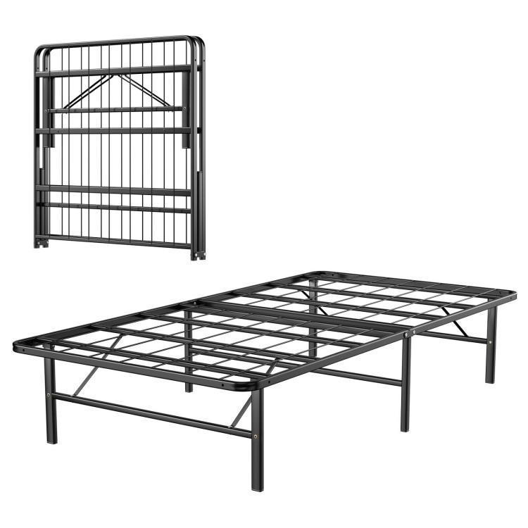 Twin/Full/Queen Size Foldable Metal Platform Bed with Tool-Free Assembly-Twin sizeCostway Gallery View 3 of 11