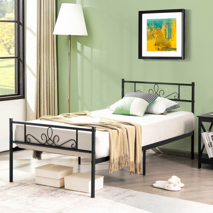 Twin/Full/Queen Size Metal Bed Frame with Headboard and Footboard-Twin SizeCostway Gallery View 1 of 9