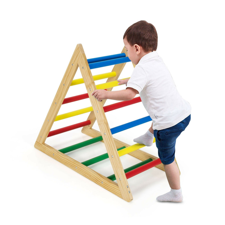 Climbing Triangle Ladder with 3 Levels for Kids-MulticolorCostway Gallery View 3 of 11