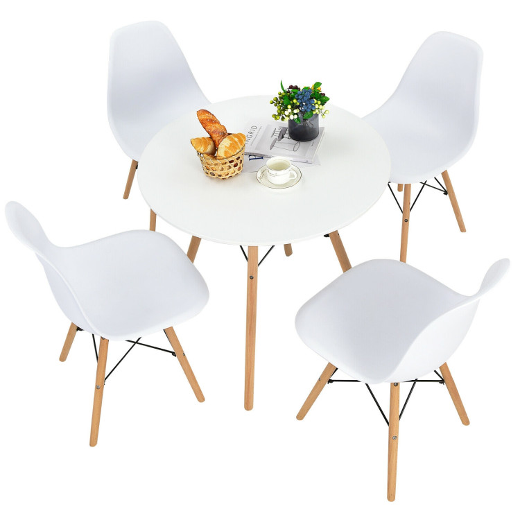 5 Pieces Table Set With Solid Wood Leg For Dining Room-WhiteCostway Gallery View 3 of 11