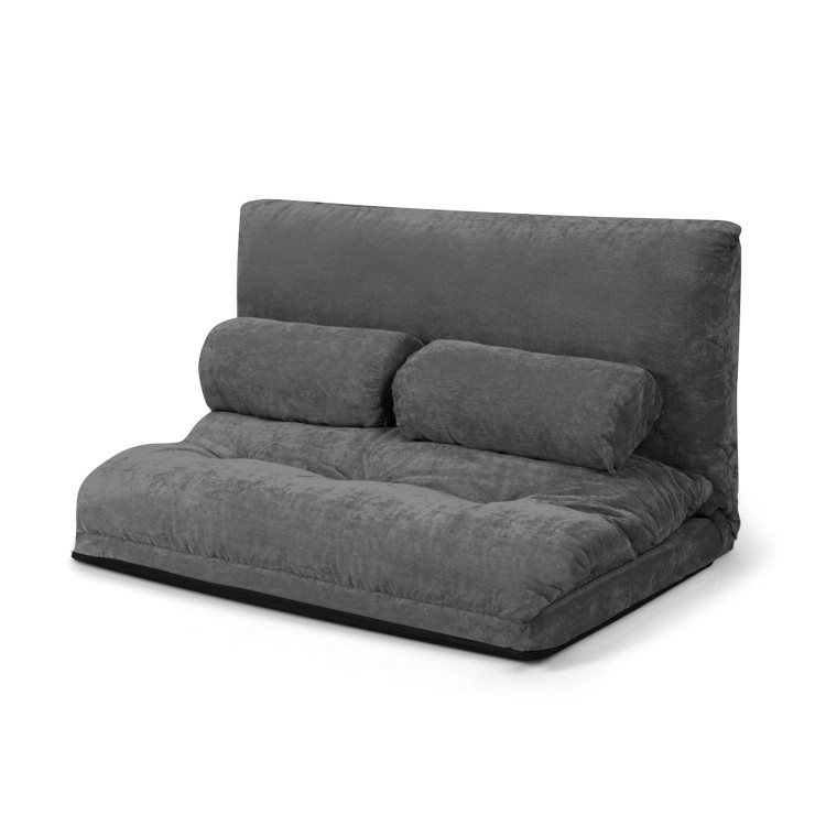 6-Position Adjustable Sleeper Lounge Couch with 2 Pillows-Gray - Gallery View 1 of 10