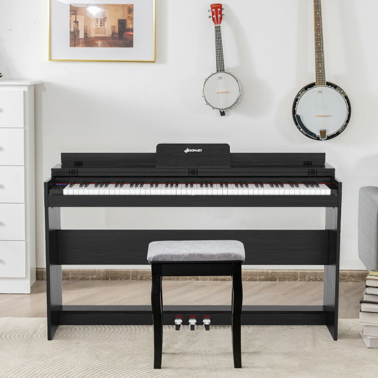 88 Key Full Size Electric Piano Keyboard with Stand 3 Pedals MIDI Function-BlackCostway Gallery View 1 of 11
