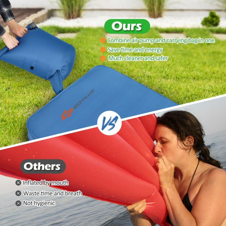 Self Inflating Folding Camping Sleeping Mattress with Carrying Bag-BlueCostway Gallery View 5 of 10