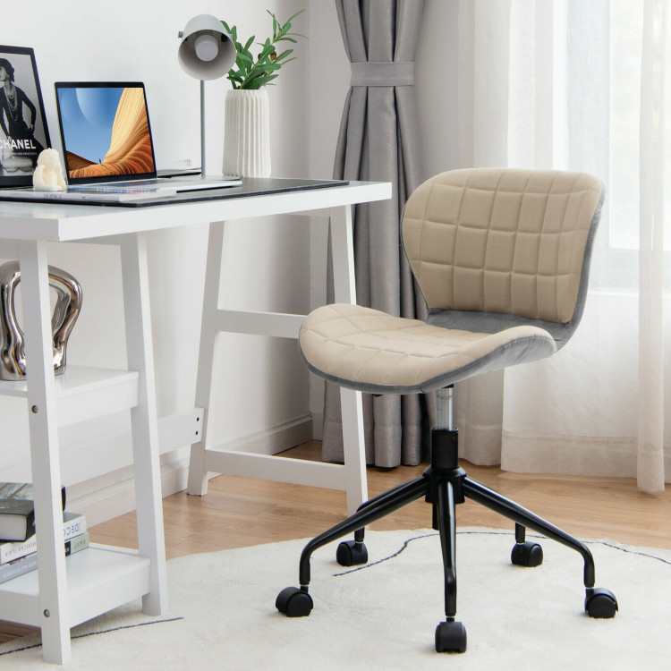 Costway Mid Back Armless Office Chair Adjustable Swivel Fabric Task Desk  Chair